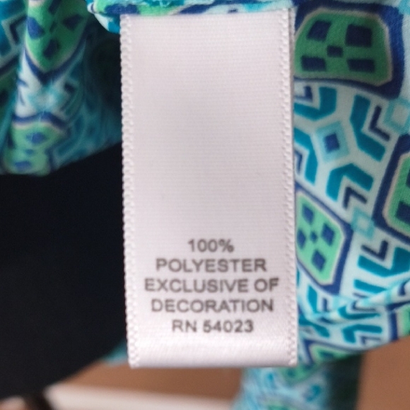 Banana Republic Blue & Green Geometric Women's Blouse Size L - Picture 3 of 8